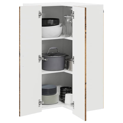 vidaXL Wall Corner Cabinet LUCCA Old Wood 57 x 57 x 100 cm