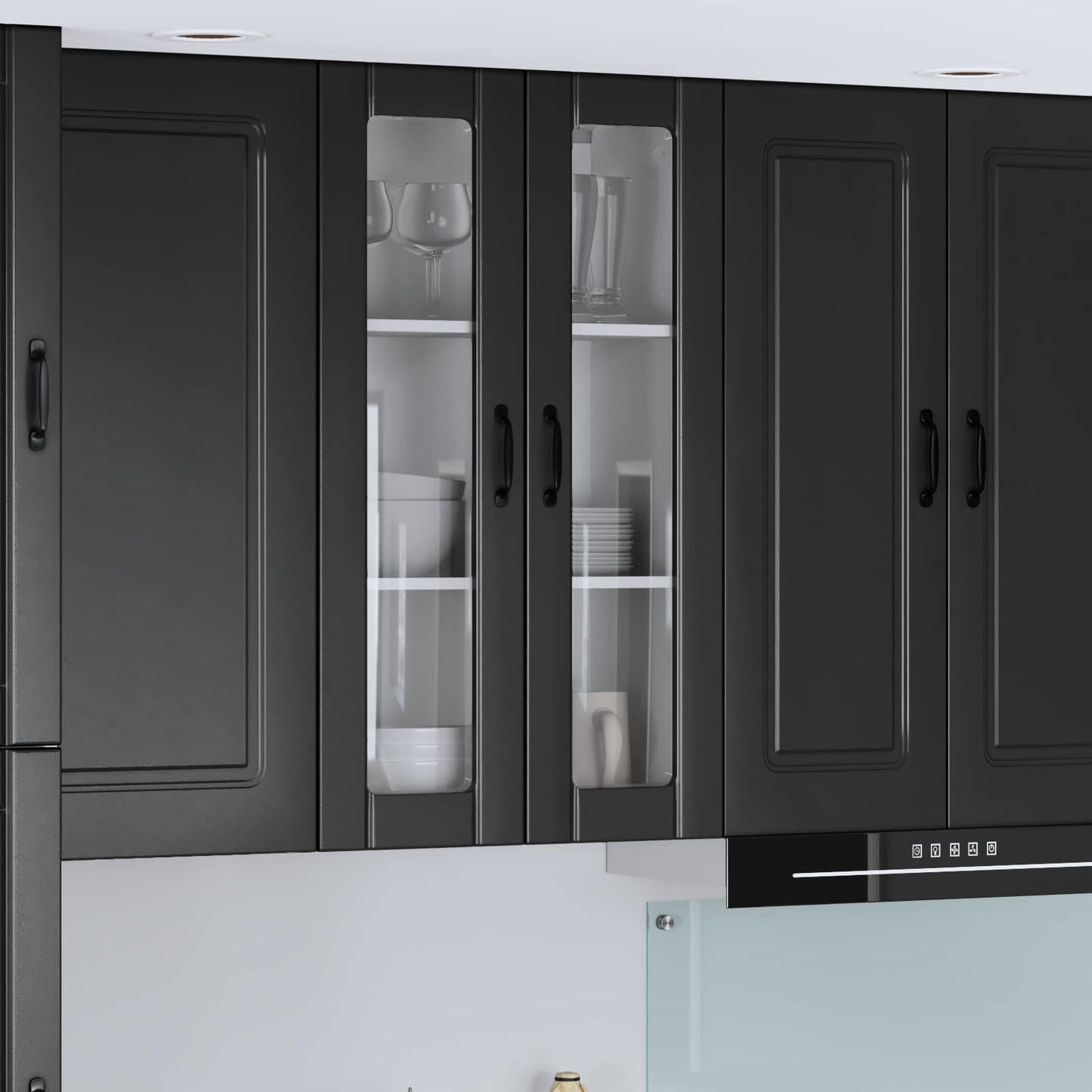 vidaXL Wall Glass Cabinet LUCCA Black 60 x 31 x 100 cm Engineered Wood