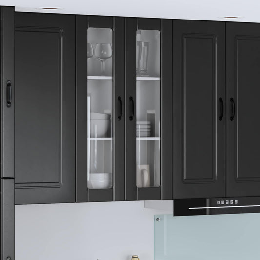 vidaXL Wall Glass Cabinet LUCCA Black 60 x 31 x 100 cm Engineered Wood