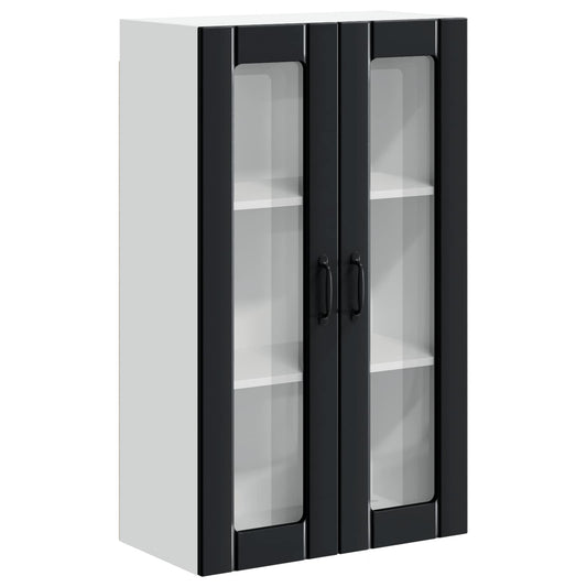 vidaXL Wall Glass Cabinet LUCCA Black 60 x 31 x 100 cm Engineered Wood