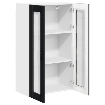vidaXL Wall Glass Cabinet LUCCA Black 60 x 31 x 100 cm Engineered Wood