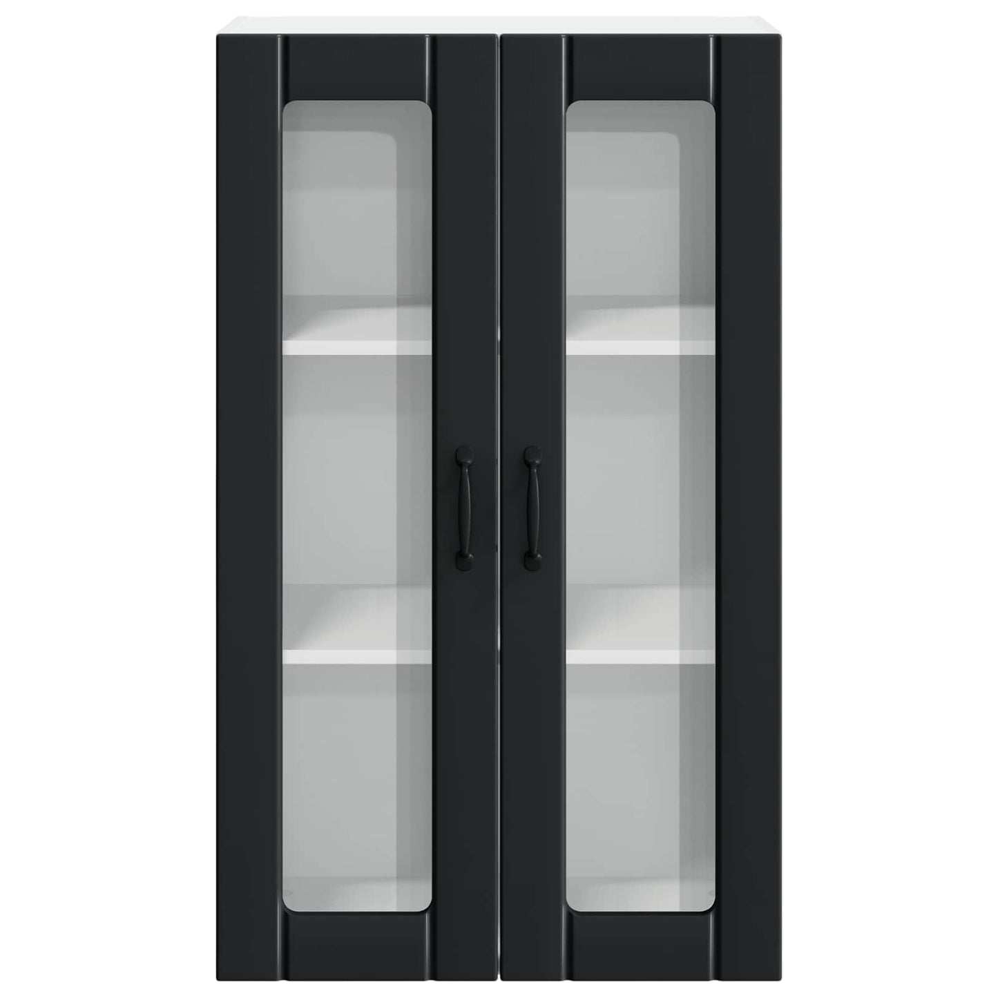 vidaXL Wall Glass Cabinet LUCCA Black 60 x 31 x 100 cm Engineered Wood