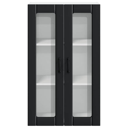 vidaXL Wall Glass Cabinet LUCCA Black 60 x 31 x 100 cm Engineered Wood