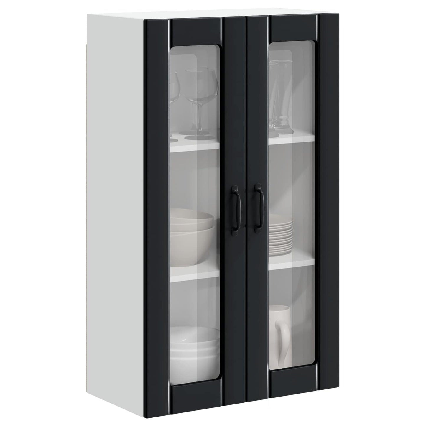 vidaXL Wall Glass Cabinet LUCCA Black 60 x 31 x 100 cm Engineered Wood