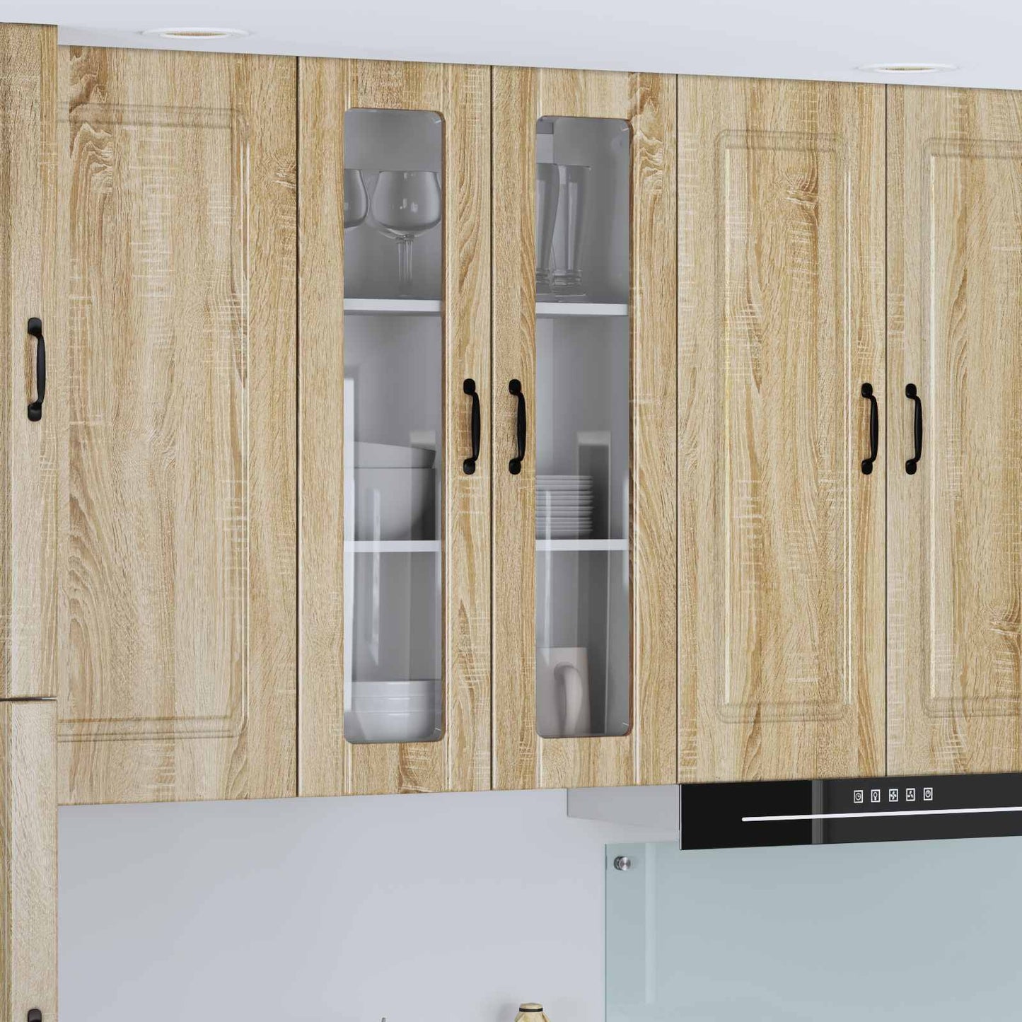 vidaXL Wall Glass Cabinet LUCCA Sonoma Oak 60 x 31 x 100 cm