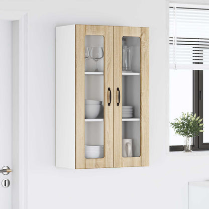vidaXL Wall Glass Cabinet LUCCA Sonoma Oak 60 x 31 x 100 cm