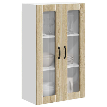 vidaXL Wall Glass Cabinet LUCCA Sonoma Oak 60 x 31 x 100 cm