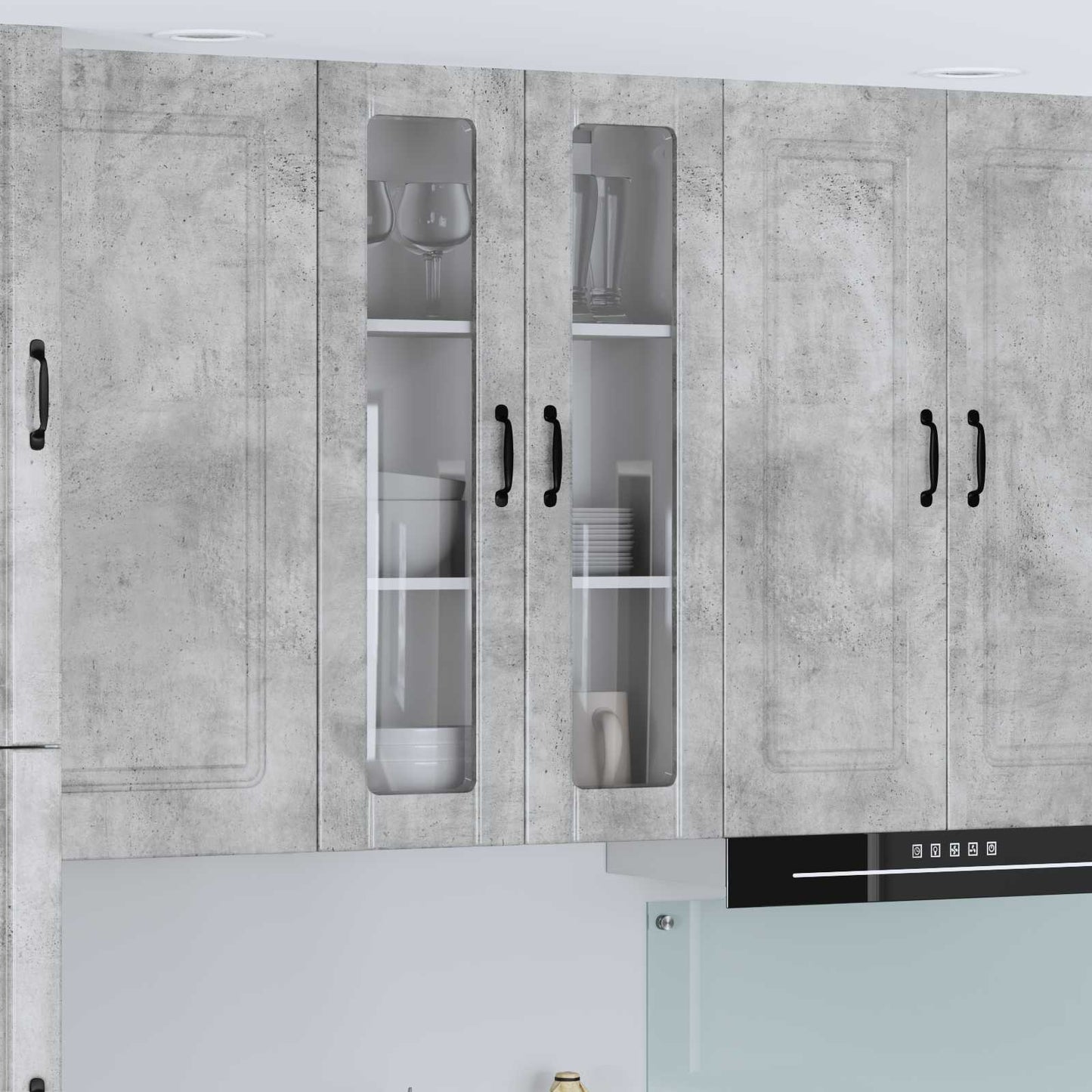 vidaXL Wall Glass Cabinet LUCCA Concrete Grey 60 x 31 x 100 cm