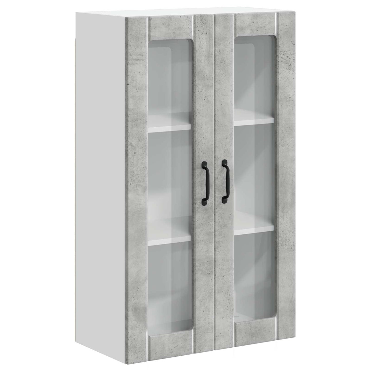 vidaXL Wall Glass Cabinet LUCCA Concrete Grey 60 x 31 x 100 cm