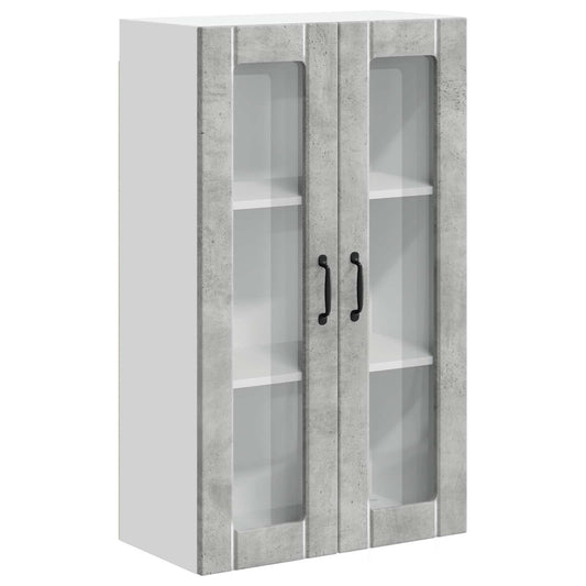 vidaXL Wall Glass Cabinet LUCCA Concrete Grey 60 x 31 x 100 cm