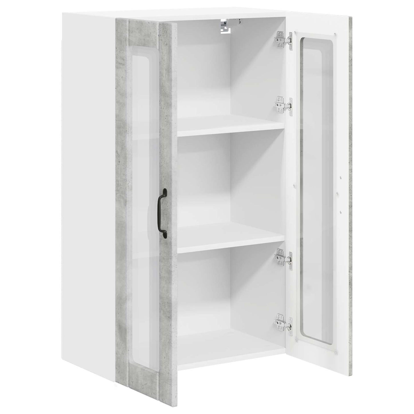 vidaXL Wall Glass Cabinet LUCCA Concrete Grey 60 x 31 x 100 cm