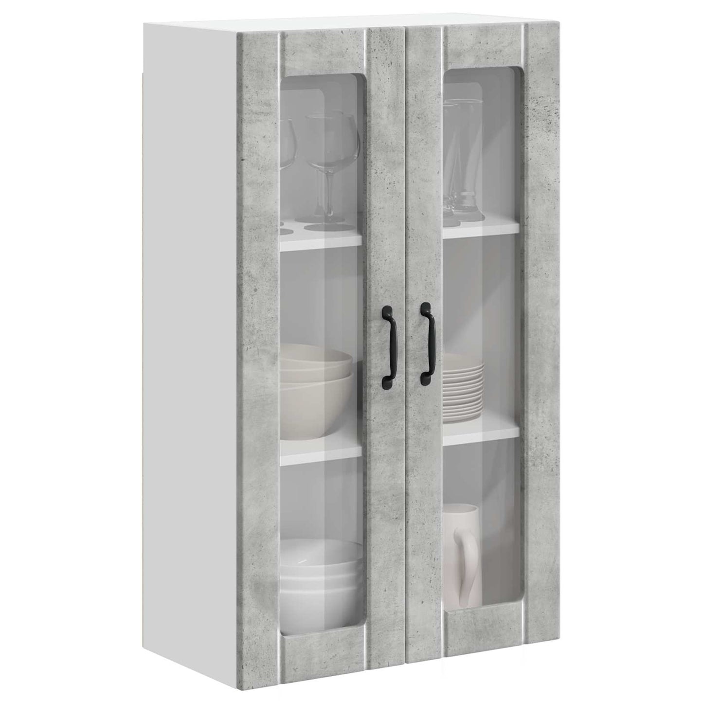 vidaXL Wall Glass Cabinet LUCCA Concrete Grey 60 x 31 x 100 cm