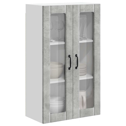 vidaXL Wall Glass Cabinet LUCCA Concrete Grey 60 x 31 x 100 cm