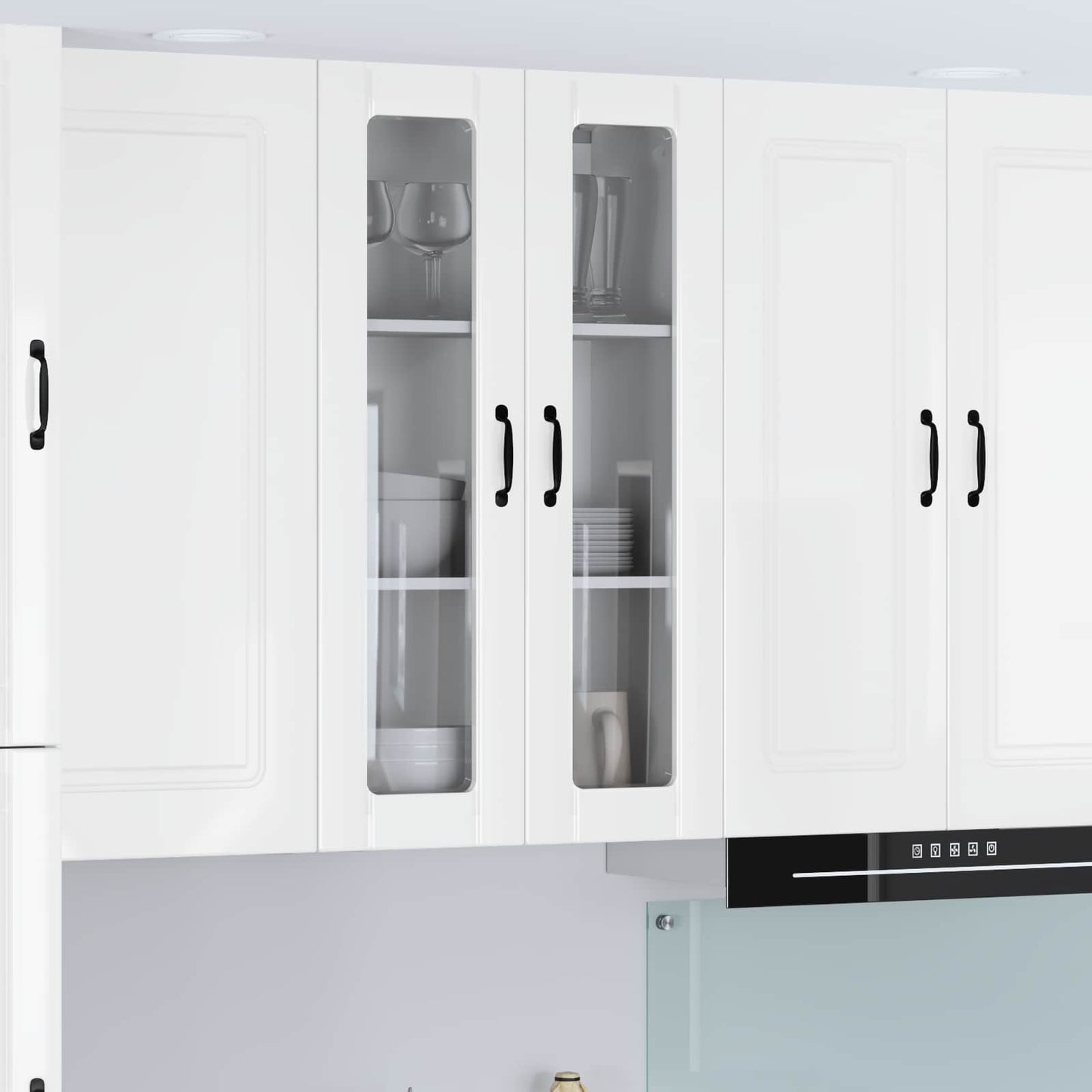 vidaXL Wall Glass Cabinet LUCCA High Gloss White 60 x 31 x 100 cm