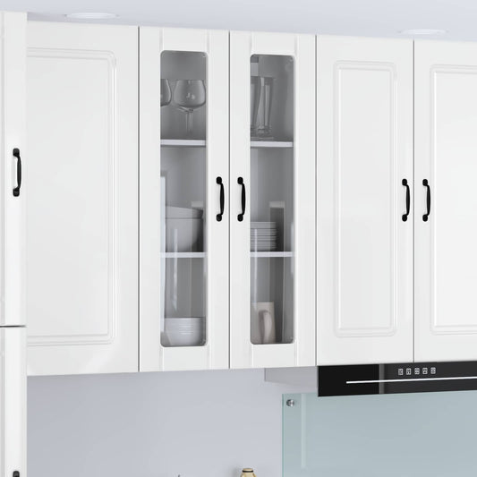 vidaXL Wall Glass Cabinet LUCCA High Gloss White 60 x 31 x 100 cm