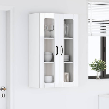 vidaXL Wall Glass Cabinet LUCCA High Gloss White 60 x 31 x 100 cm