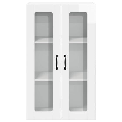 vidaXL Wall Glass Cabinet LUCCA High Gloss White 60 x 31 x 100 cm