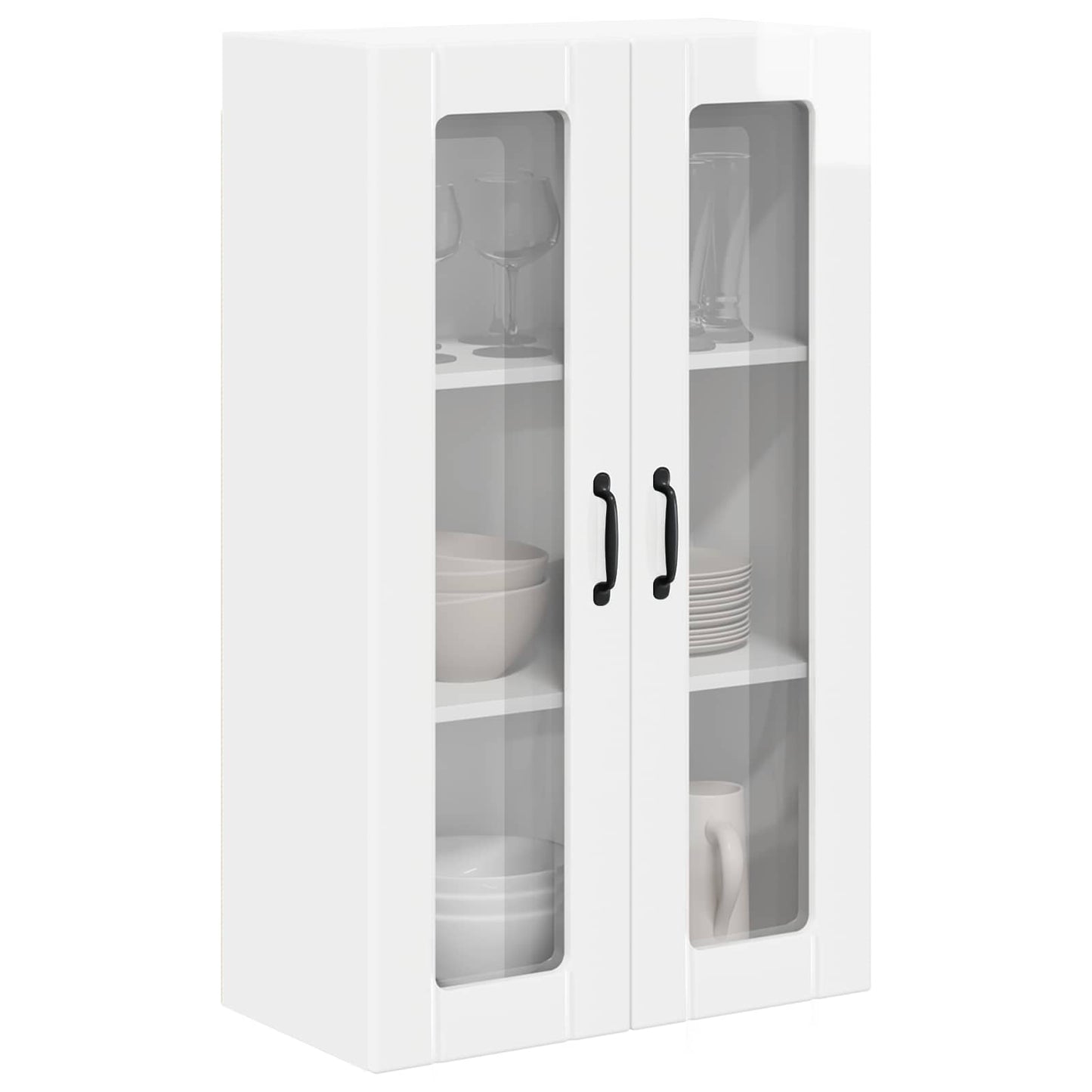 vidaXL Wall Glass Cabinet LUCCA High Gloss White 60 x 31 x 100 cm