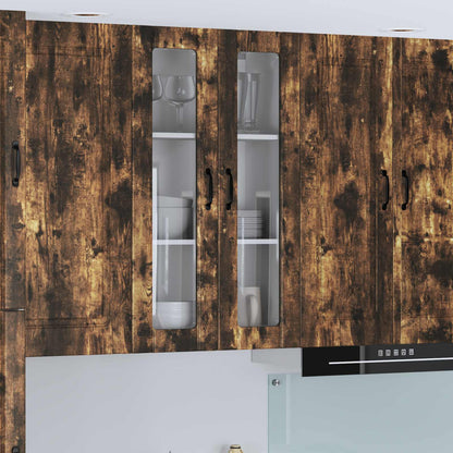 vidaXL Wall Glass Cabinet LUCCA Smoked Oak 60 x 31 x 100 cm