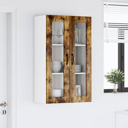 vidaXL Wall Glass Cabinet LUCCA Smoked Oak 60 x 31 x 100 cm