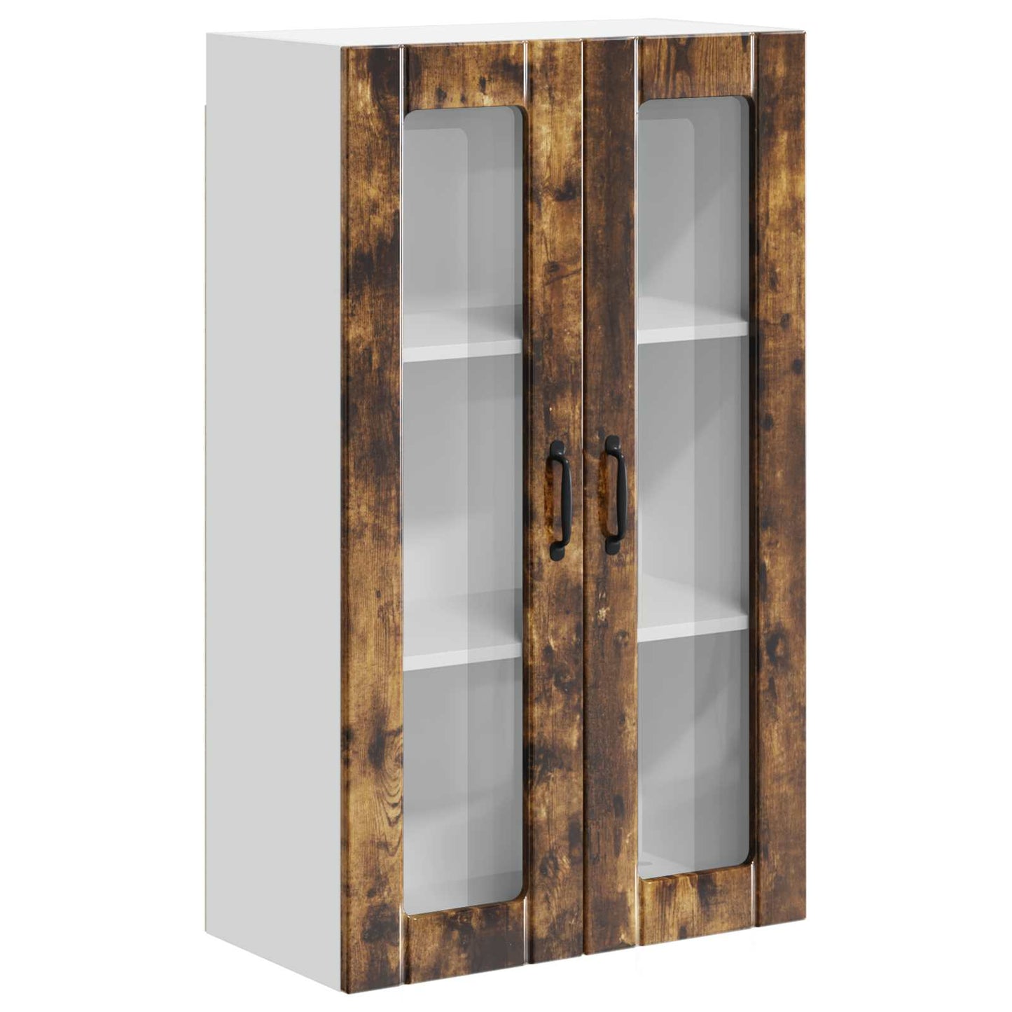 vidaXL Wall Glass Cabinet LUCCA Smoked Oak 60 x 31 x 100 cm