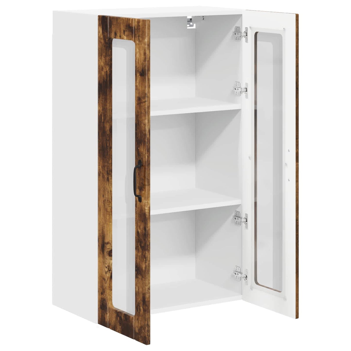 vidaXL Wall Glass Cabinet LUCCA Smoked Oak 60 x 31 x 100 cm