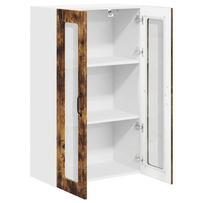 vidaXL Wall Glass Cabinet LUCCA Smoked Oak 60 x 31 x 100 cm