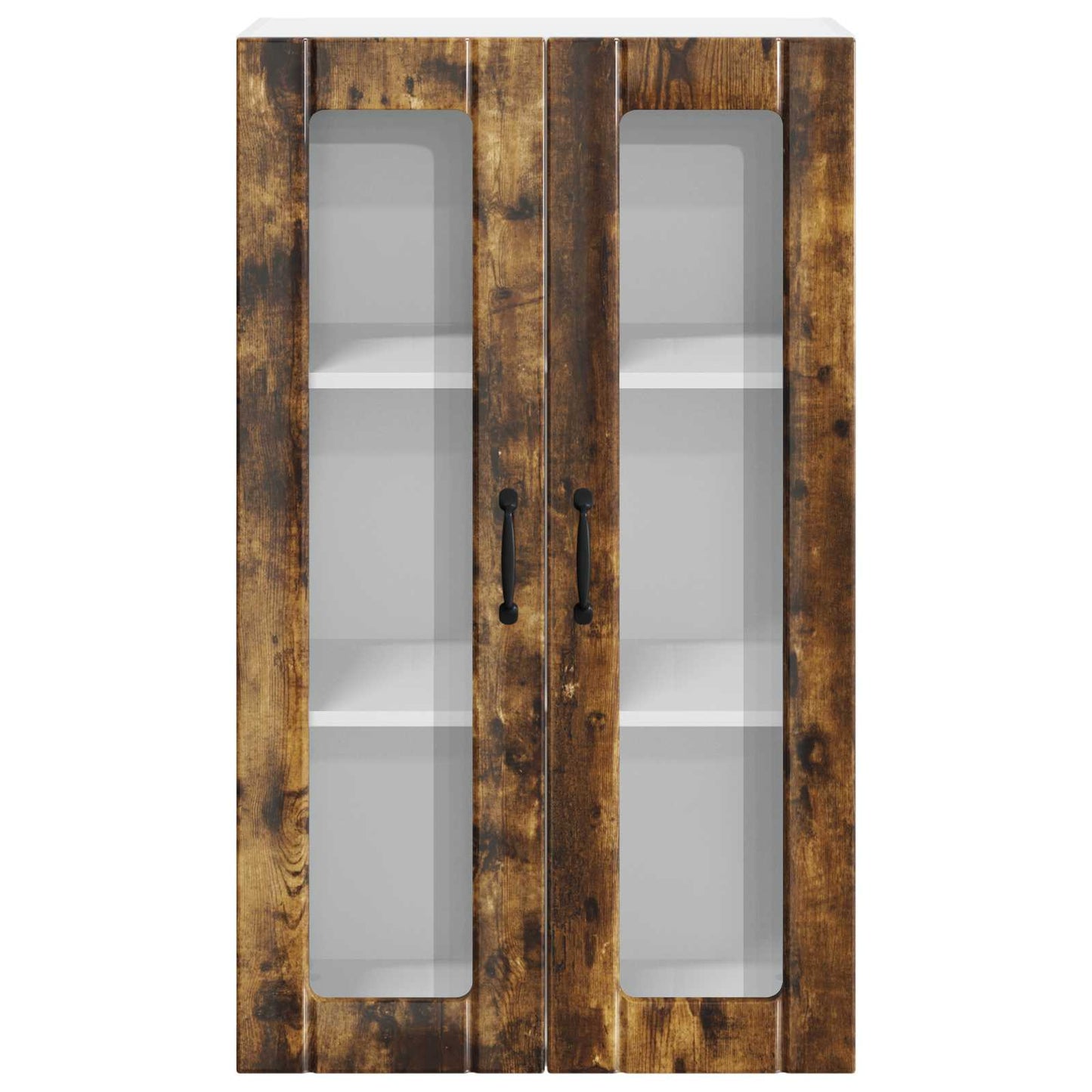 vidaXL Wall Glass Cabinet LUCCA Smoked Oak 60 x 31 x 100 cm
