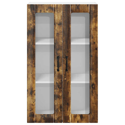 vidaXL Wall Glass Cabinet LUCCA Smoked Oak 60 x 31 x 100 cm