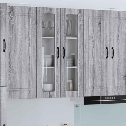 vidaXL Wall Glass Cabinet LUCCA Grey Sonoma 60 x 31 x 100 cm