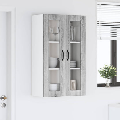 vidaXL Wall Glass Cabinet LUCCA Grey Sonoma 60 x 31 x 100 cm