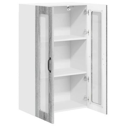 vidaXL Wall Glass Cabinet LUCCA Grey Sonoma 60 x 31 x 100 cm