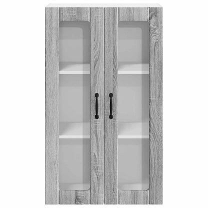 vidaXL Wall Glass Cabinet LUCCA Grey Sonoma 60 x 31 x 100 cm