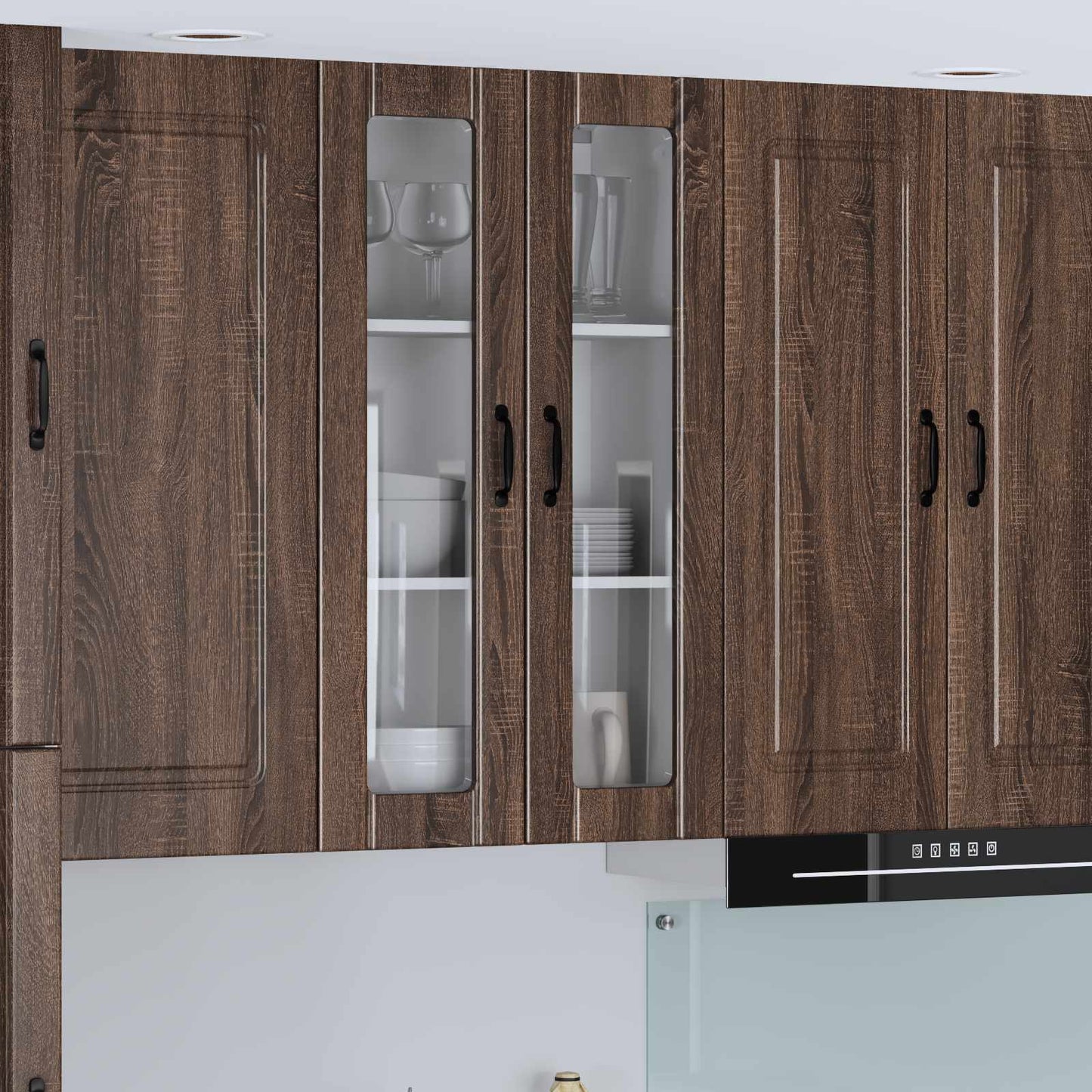 vidaXL Wall Glass Cabinet LUCCA Brown Oak 60 x 31 x 100 cm