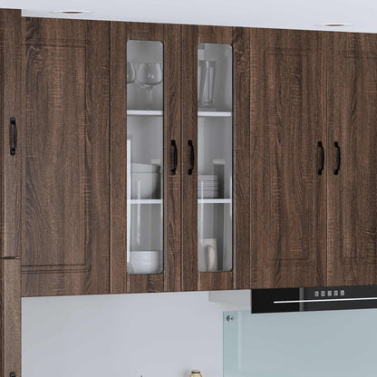 vidaXL Wall Glass Cabinet LUCCA Brown Oak 60 x 31 x 100 cm