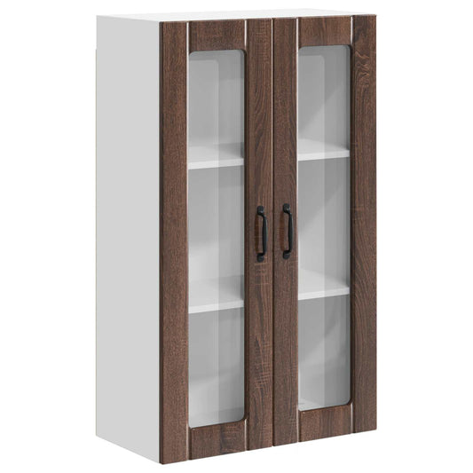 vidaXL Wall Glass Cabinet LUCCA Brown Oak 60 x 31 x 100 cm