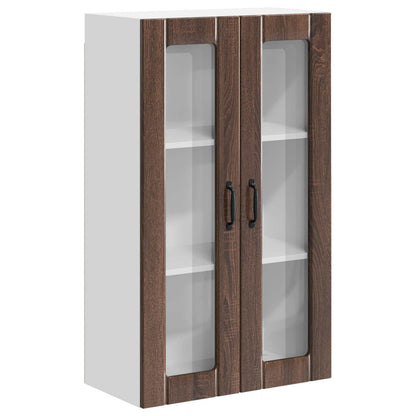 vidaXL Wall Glass Cabinet LUCCA Brown Oak 60 x 31 x 100 cm