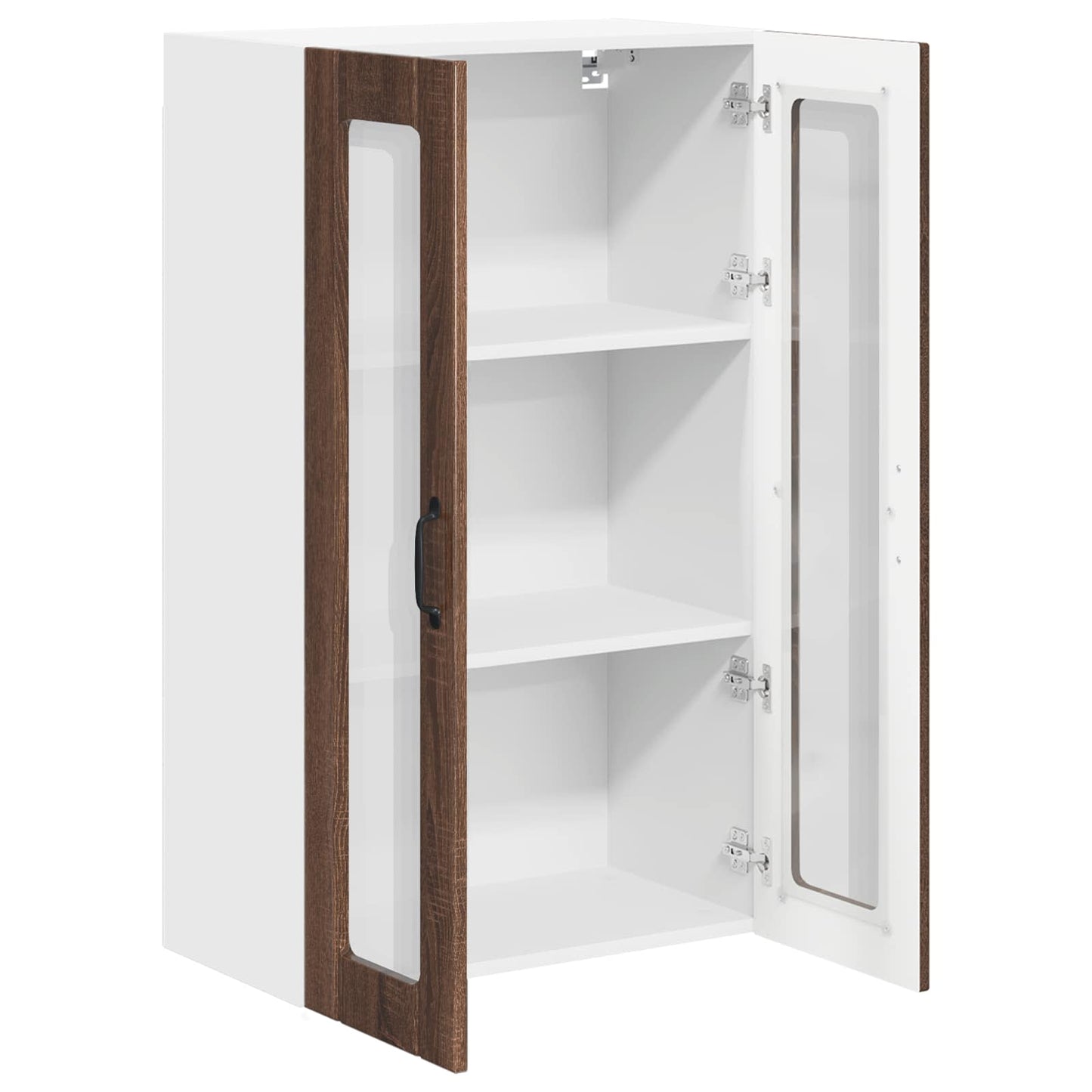 vidaXL Wall Glass Cabinet LUCCA Brown Oak 60 x 31 x 100 cm