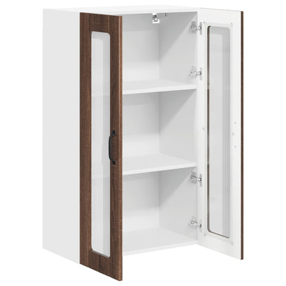 vidaXL Wall Glass Cabinet LUCCA Brown Oak 60 x 31 x 100 cm