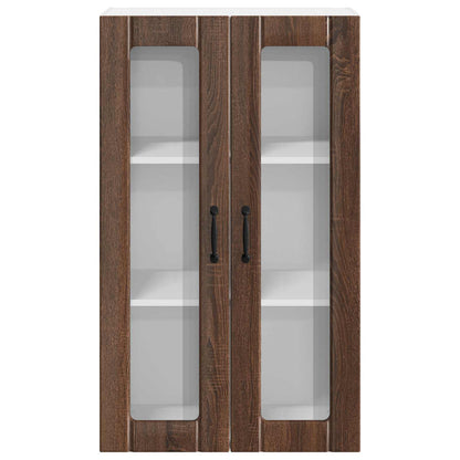 vidaXL Wall Glass Cabinet LUCCA Brown Oak 60 x 31 x 100 cm