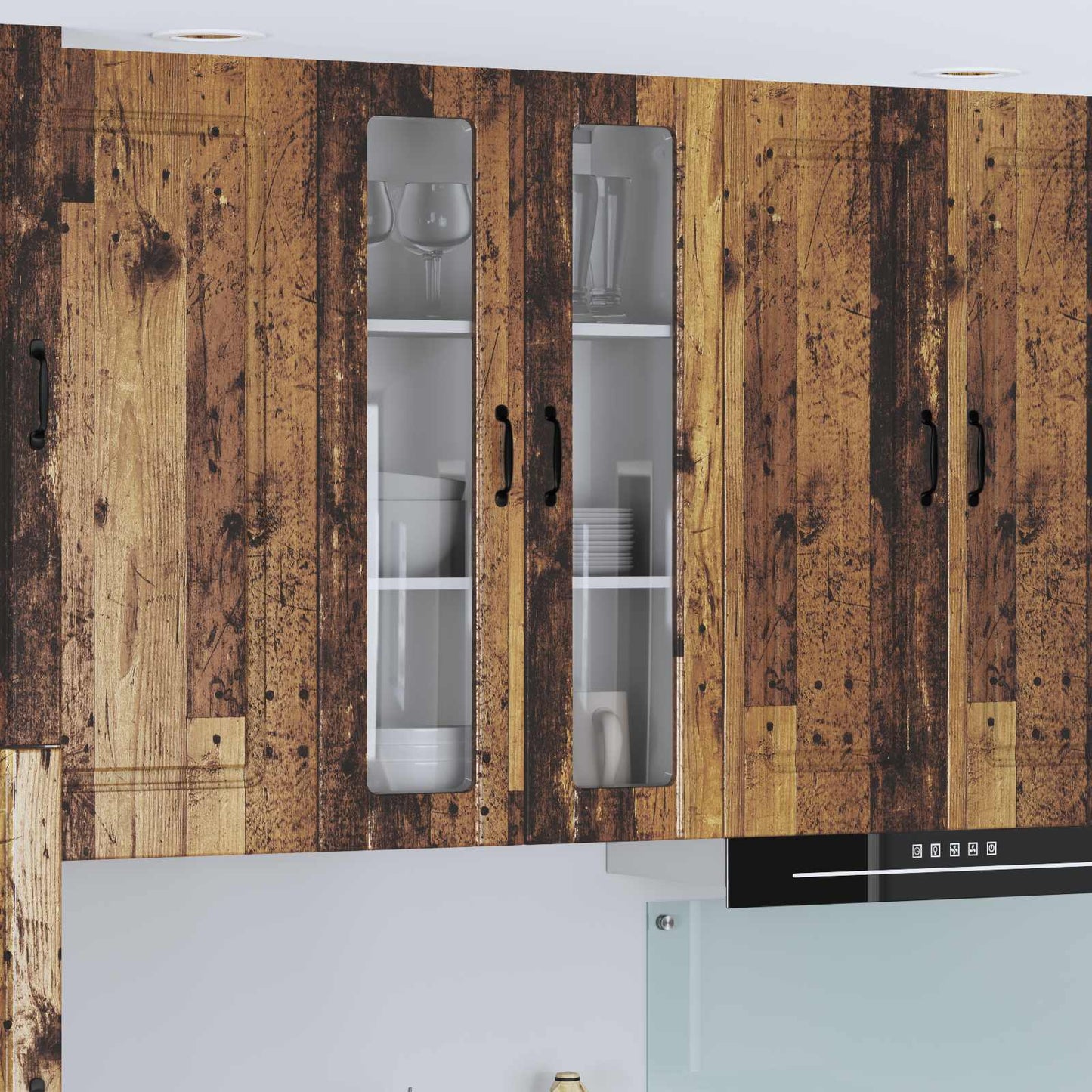 vidaXL Wall Glass Cabinet LUCCA Old Wood 60 x 31 x 100 cm