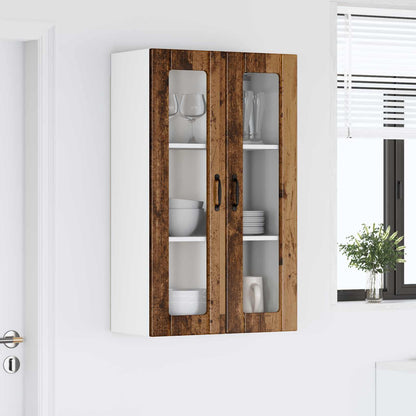 vidaXL Wall Glass Cabinet LUCCA Old Wood 60 x 31 x 100 cm
