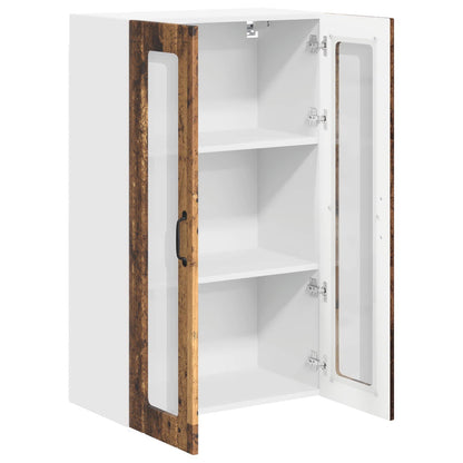 vidaXL Wall Glass Cabinet LUCCA Old Wood 60 x 31 x 100 cm