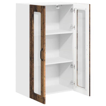 vidaXL Wall Glass Cabinet LUCCA Old Wood 60 x 31 x 100 cm