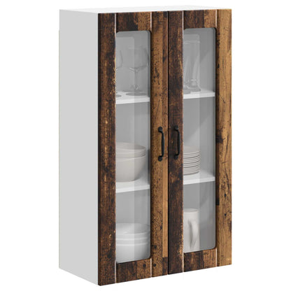vidaXL Wall Glass Cabinet LUCCA Old Wood 60 x 31 x 100 cm