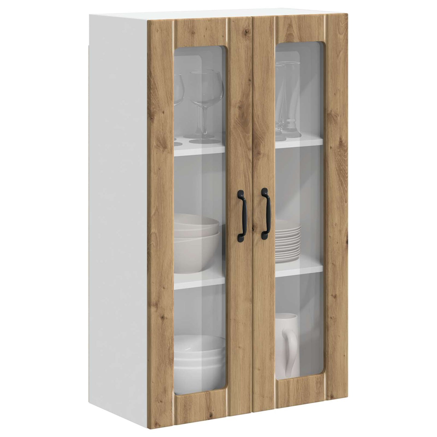 vidaXL Wall Glass Cabinet LUCCA Artisan Oak 60 x 31 x 100 cm