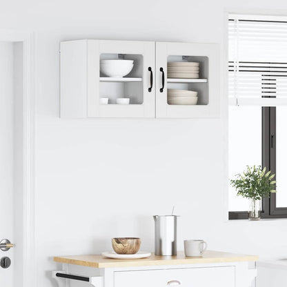 vidaXL Wall Glass Cabinet PORTO White 40 x 31 x 40 cm Engineered Wood