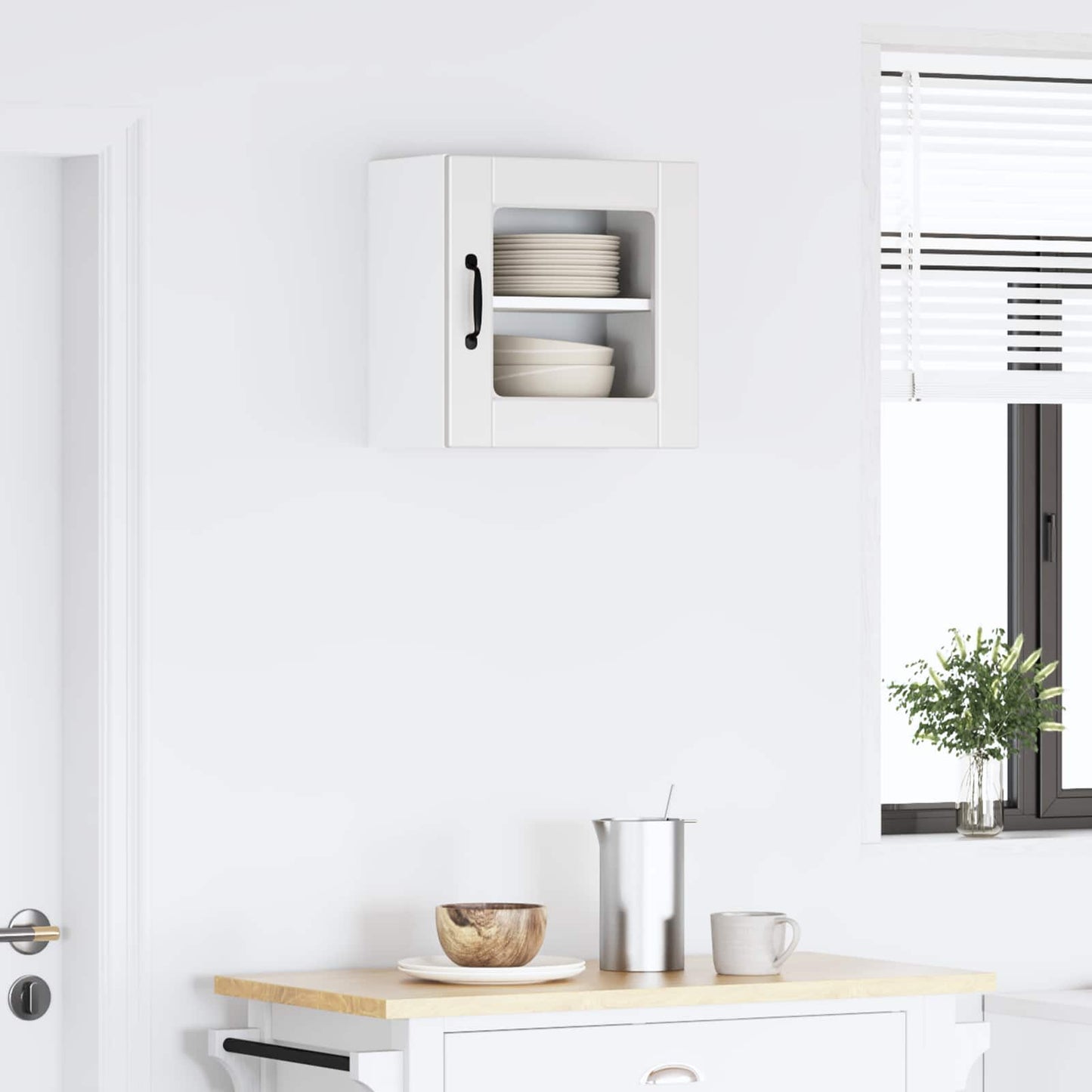 vidaXL Wall Glass Cabinet PORTO White 40 x 31 x 40 cm Engineered Wood