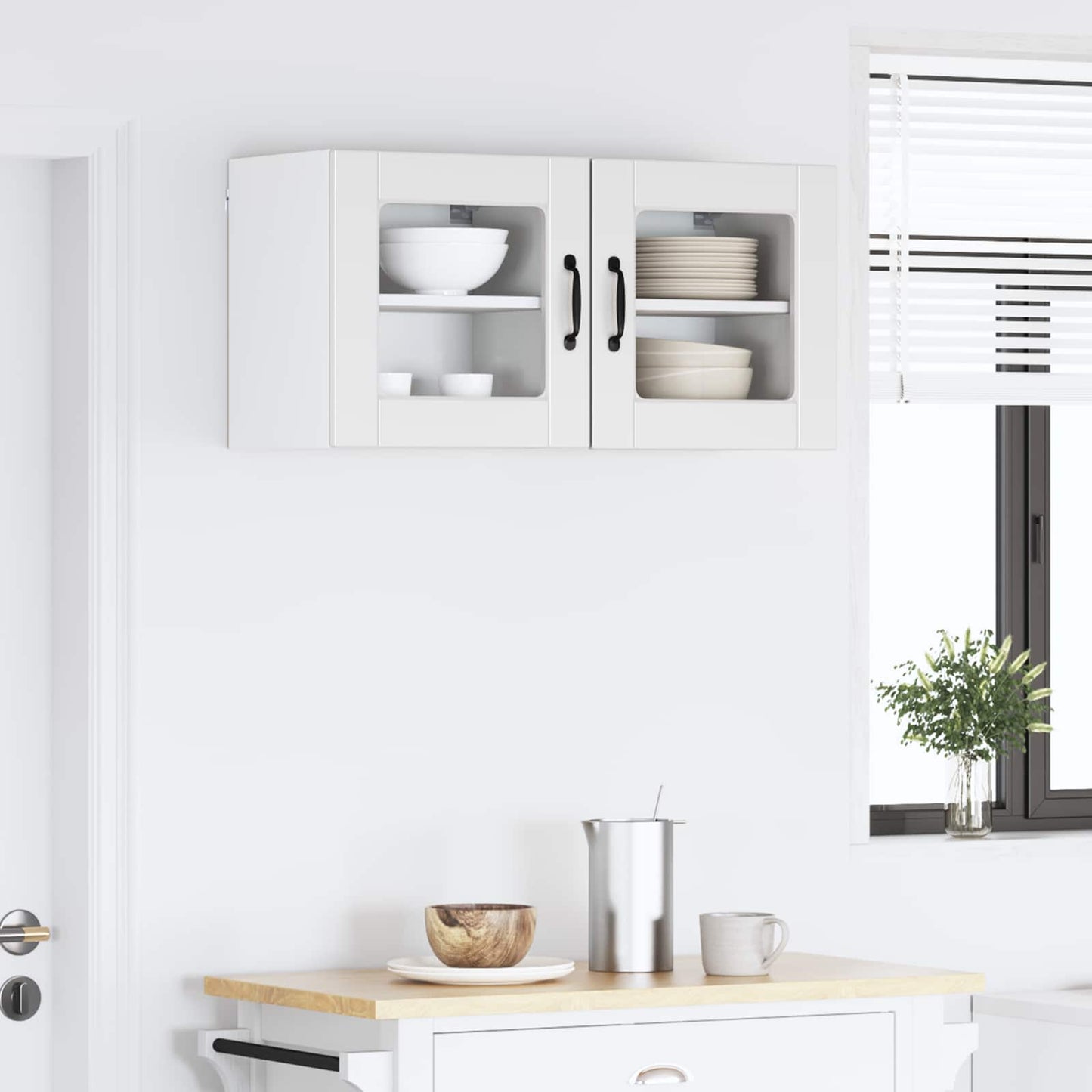 vidaXL Wall Glass Cabinet PORTO 2 pcs White 40 x 31 x 40 cm