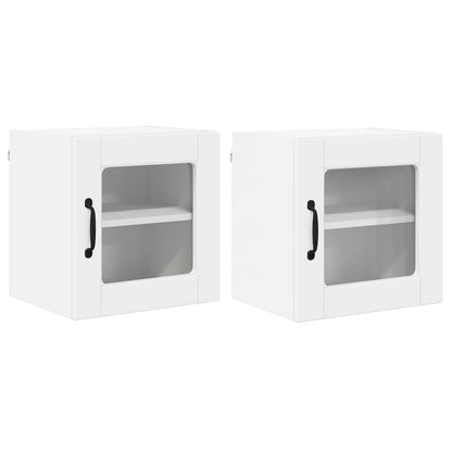 vidaXL Wall Glass Cabinet PORTO 2 pcs White 40 x 31 x 40 cm